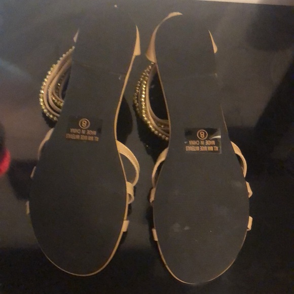 Tan & gold wrap around the ankle open toe sandals - Picture 4 of 4